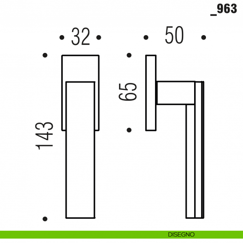 Maniglia per finestra martellina DK _963 Colombo Design disegno