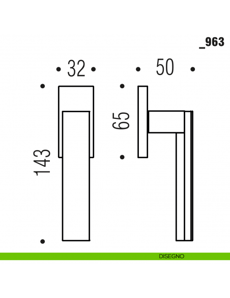 Maniglia per finestra martellina DK _963 Colombo Design disegno