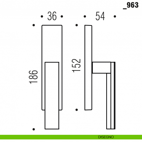 Maniglia per finestra cremonese _963 Colombo Design disegno