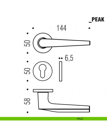 Maniglia per porta Peak Colombo Design foro yale