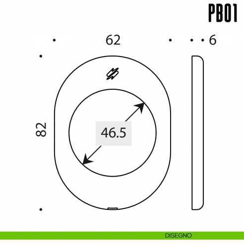 Rosetta con sottorosetta in nylon PB01 Colombo Design Mood Collection disegno