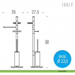 Piantana porta salvietta, porta sapone, porta rotolo e porta scopino Colombo Design Isole 2