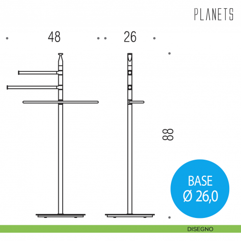 Piantana porta salvietta Colombo Design Planets disegno