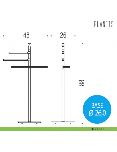 Piantana porta salvietta Colombo Design Planets disegno