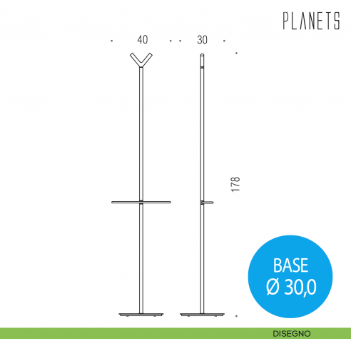 Piantana porta salvietta e appendiabiti Colombo Design Planets disegno