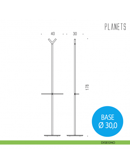 Piantana porta salvietta e appendiabiti Colombo Design Planets disegno
