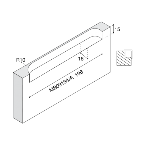 Maniglia incasso per mobile Confalonieri MB09134 disegno fresata