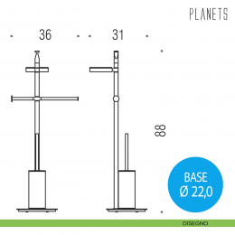 Piantana porta salvietta, porta sapone, porta rotolo e porta scopino Colombo Design Planets 2