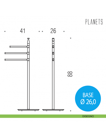 Piantana porta salvietta Colombo Design Planets disegno