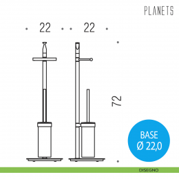 Piantana porta rotolo e porta scopino sospeso Colombo Design Planets 2