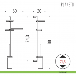 Colonna porta sapone, porta salvietta, porta rotolo e porta scopino Colombo Design Planets 2