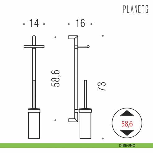 Colonna porta rotolo e porta scopino Colombo Design Planets disegno