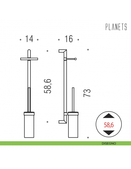 Colonna porta rotolo e porta scopino Colombo Design Planets disegno