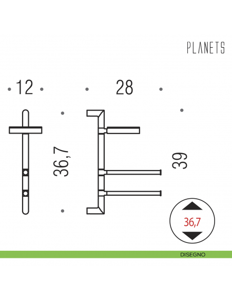 Colonna porta sapone e porta salvietta Colombo Design Planets disegno