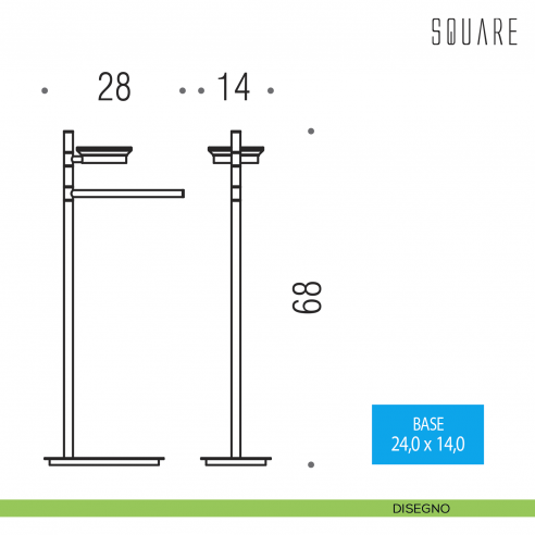 Piantana porta sapone e porta salvietta Colombo Design Square disegno