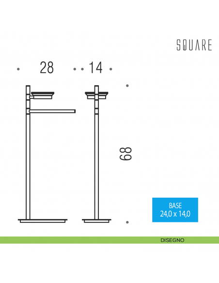 Piantana porta sapone e porta salvietta Colombo Design Square disegno