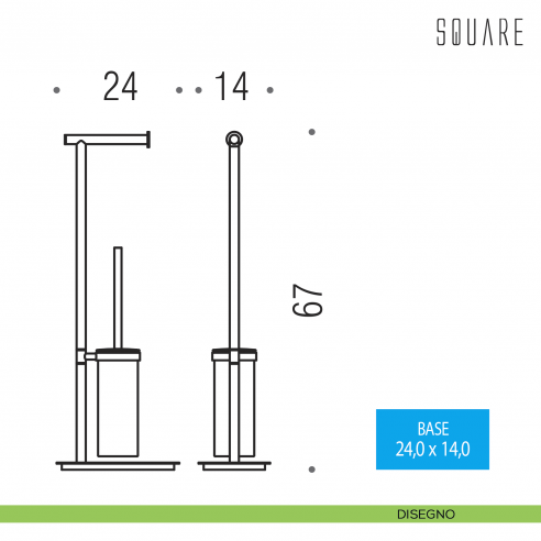 Piantana porta rotolo e porta scopino sospeso Colombo Design Square disegno