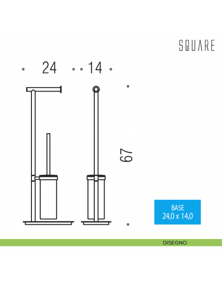 Piantana porta rotolo e porta scopino sospeso Colombo Design Square disegno
