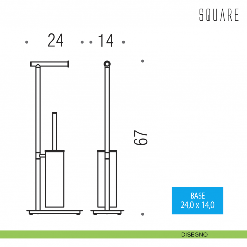 Piantana porta rotolo e porta scopino sospeso Colombo Design Square disegno