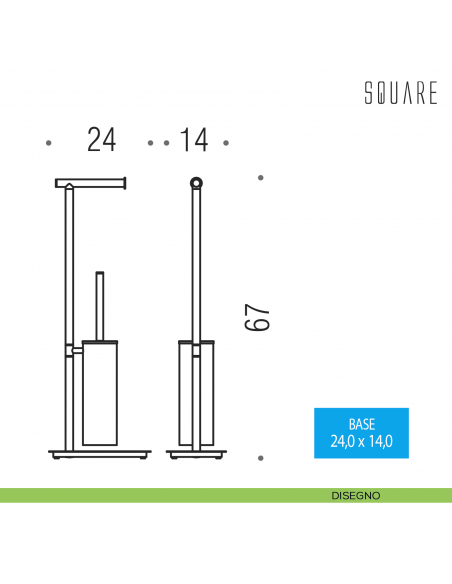 Piantana porta rotolo e porta scopino sospeso Colombo Design Square disegno