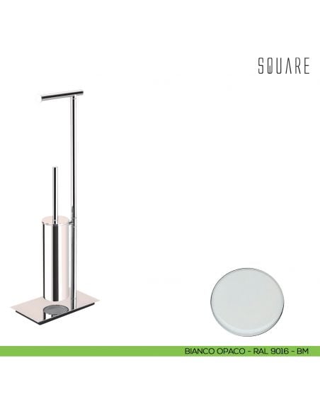 Piantana porta rotolo e porta scopino sospeso Colombo Design Square bianco opaco