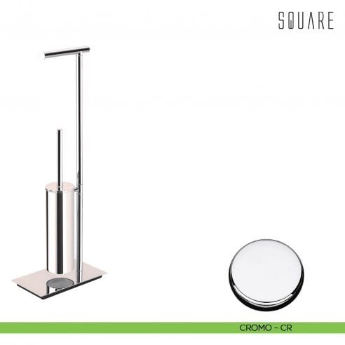 Piantana porta rotolo e porta scopino sospeso Colombo Design Square cromo