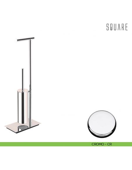 Piantana porta rotolo e porta scopino sospeso Colombo Design Square cromo