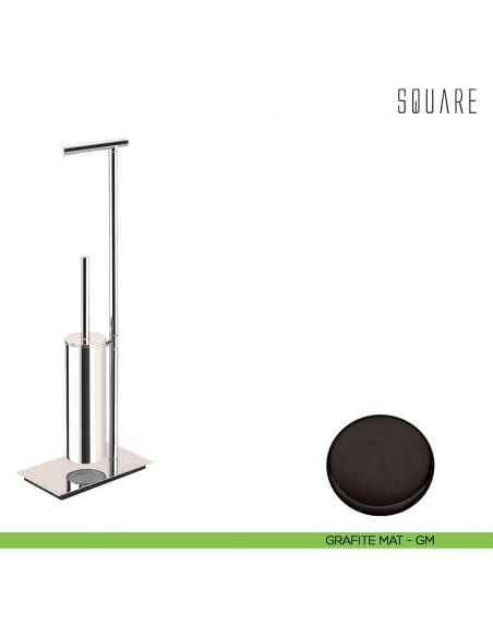 Piantana porta rotolo e porta scopino sospeso Colombo Design Square grafite mat