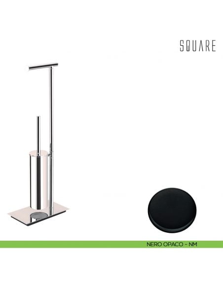 Piantana porta rotolo e porta scopino sospeso Colombo Design Square nero opaco
