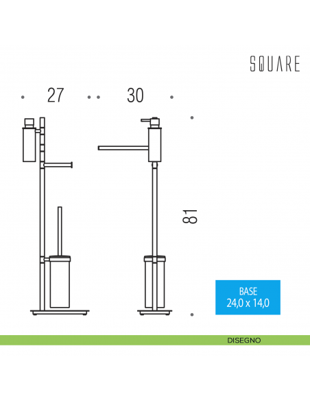 Piantana spandisapone, porta salvietta, porta rotolo e porta scopino Colombo Design Square disegno