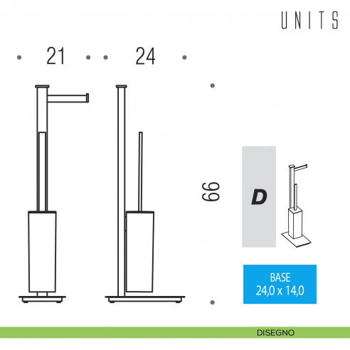 Piantana porta rotolo e porta scopino Colombo Design Units disegno destro