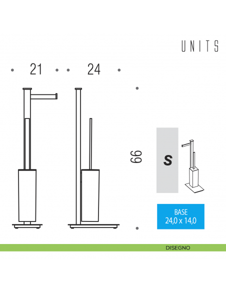 Piantana porta rotolo e porta scopino Colombo Design Units disegno sinistro
