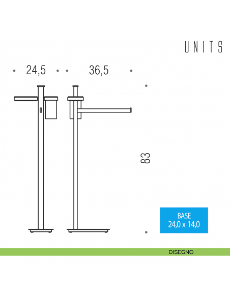 Piantana porta sapone, porta bicchiere e porta salvietta Colombo Design Units disegno