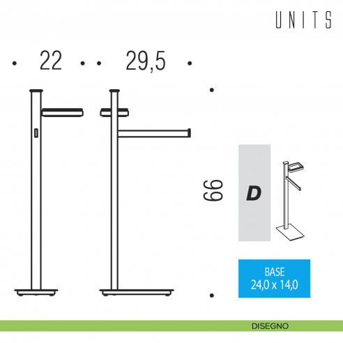 Piantana porta sapone e porta salvietta Colombo Design Units B9102 disegno destro