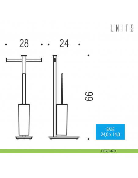 Piantana con doppio porta rotolo e porta scopino Colombo Design Units B9108 disegno