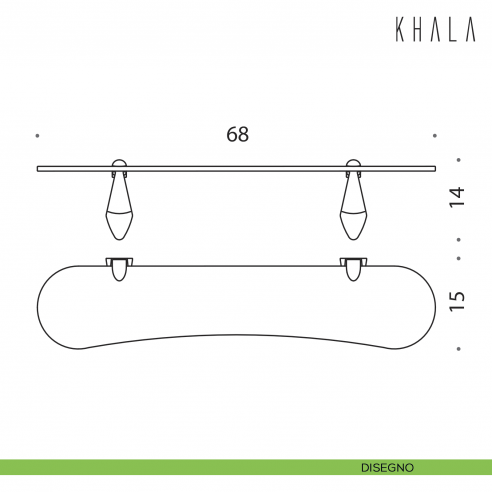 Mensola Colombo Design Khala 68 cm disegno