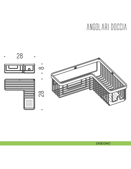 Angolare doccia Colombo Design con ripiano in inox disegno