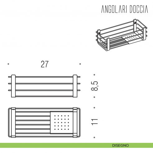 Portaoggetti da doccia e vasca Colombo Design con ripiano inox disegno