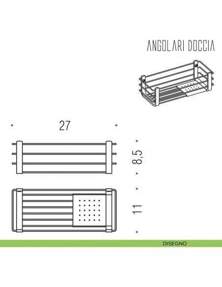 Portaoggetti da doccia e vasca Colombo Design con ripiano inox disegno