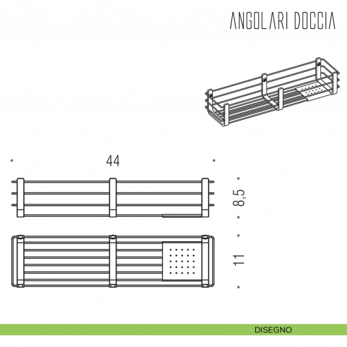 Portaoggetti da doccia e vasca Colombo Design con ripiano inox disegno