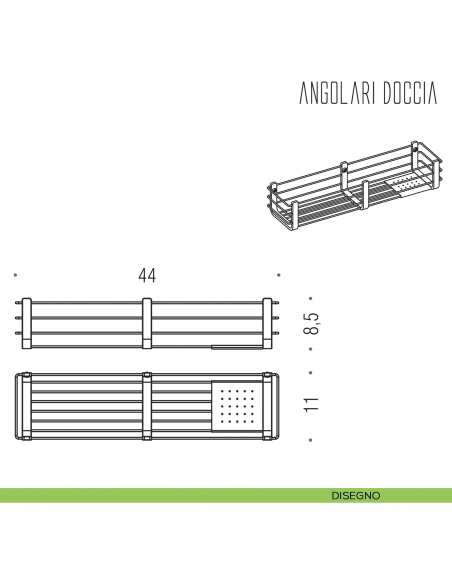 Portaoggetti da doccia e vasca Colombo Design con ripiano inox disegno