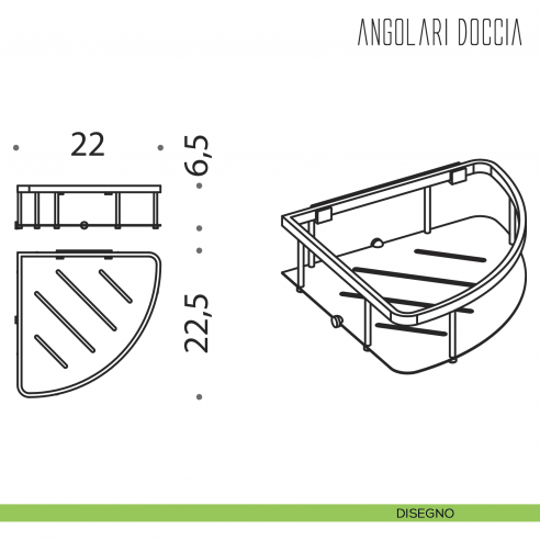 Angolare doccia Colombo Design sganciabile disegno