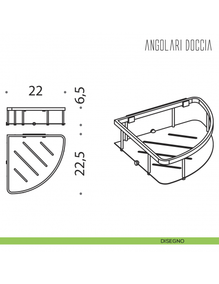Angolare doccia Colombo Design sganciabile disegno