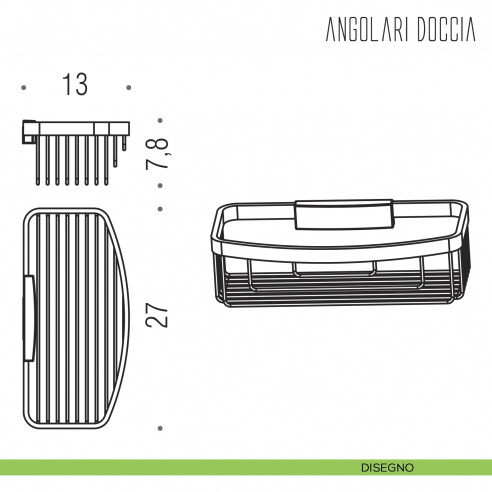 Angolare doccia Colombo Design sganciabile B9646 disegno