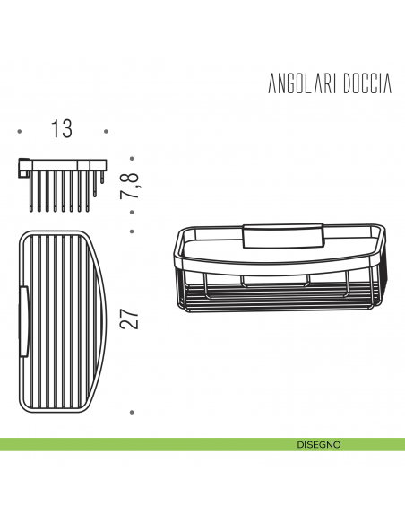 Angolare doccia Colombo Design sganciabile B9646 disegno