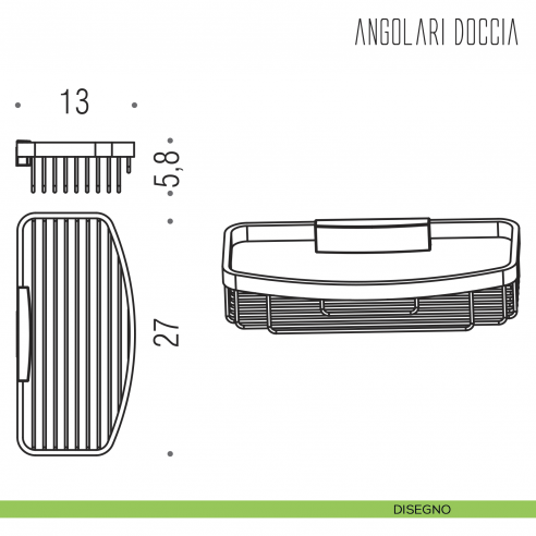 Angolare doccia Colombo Design sganciabile B9647 disegno