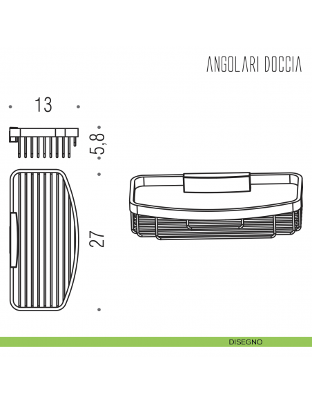 Angolare doccia Colombo Design sganciabile B9647 disegno