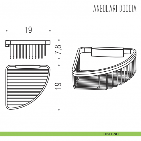 Angolare doccia Colombo Design sganciabile B9648 disegno