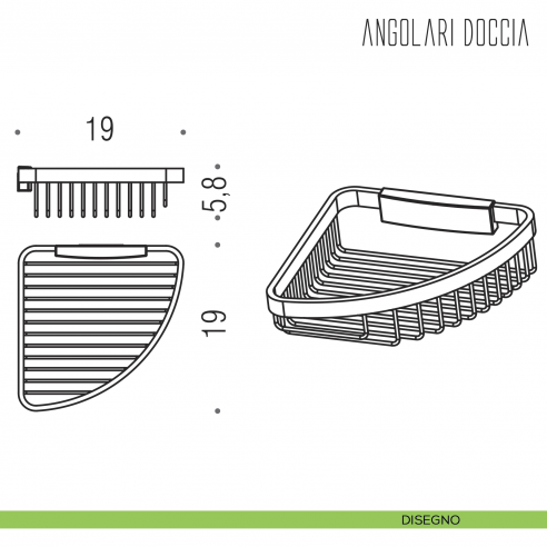 Angolare doccia Colombo Design sganciabile B9649 disegno