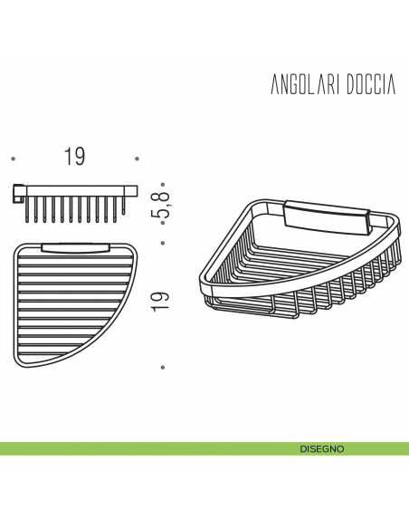 Angolare doccia Colombo Design sganciabile B9649 disegno